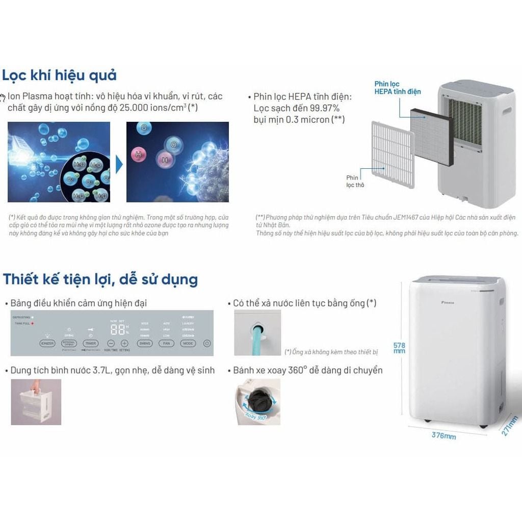 Máy Hút Ẩm Kết Hợp Lọc Không Khí Daikin JPF12AV2