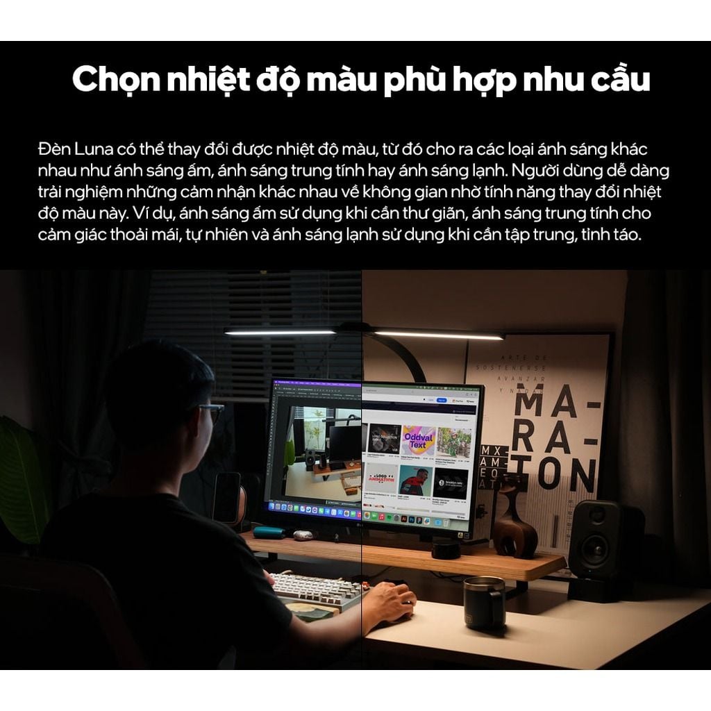 Đèn bàn HyperWork Luna HPW-DL01 (Trắng/Đen)