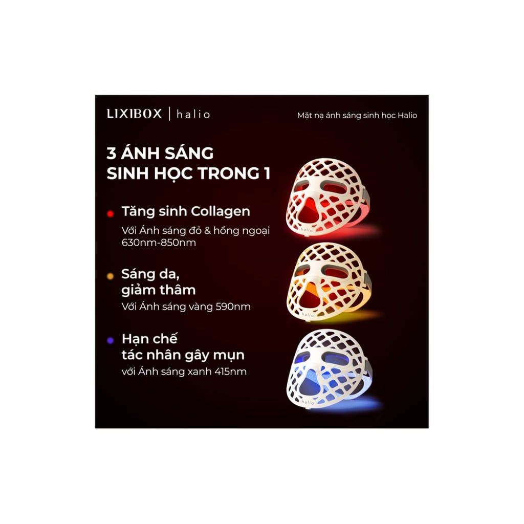 Mặt Nạ Ánh Sáng Sinh Học Halio PureGlow Ultralite Silicone LED Face Mask