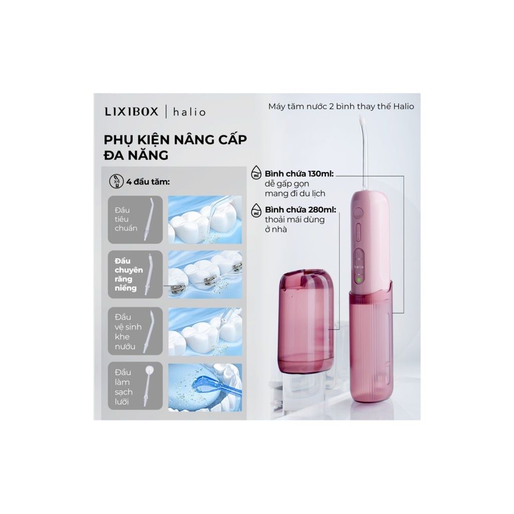 Máy tăm nước Halio UltraClean Express Hydro Floss Blue (Xanh/Hồng)