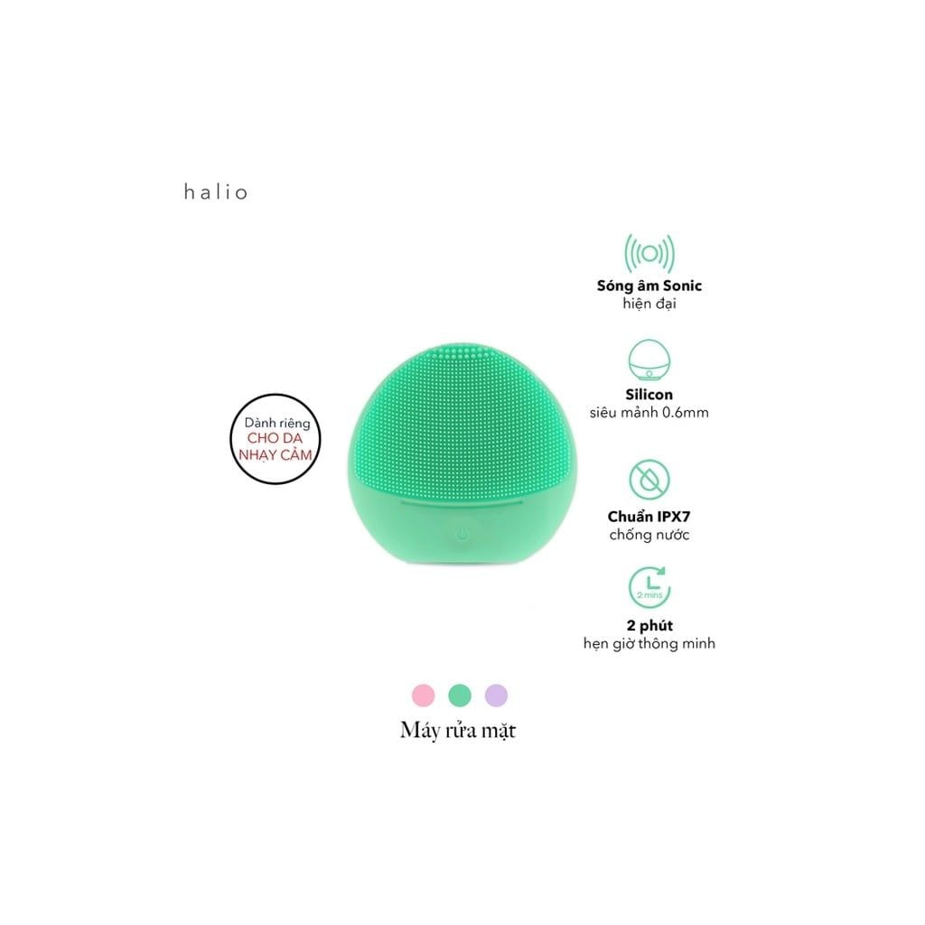 Máy rửa mặt Halio Sensitive Facial Cleansing & Massaging Device (Hồng Phấn/Tím)