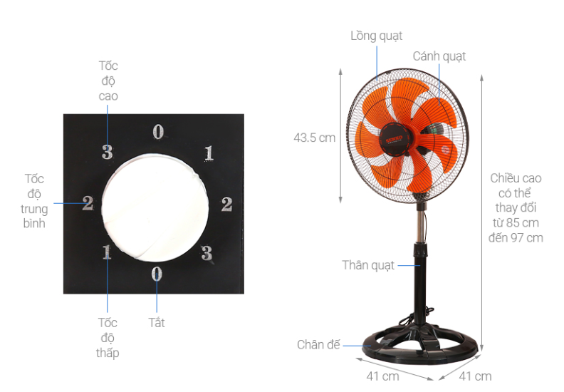 [ New 2026 ] Quạt lửng Senko LTS1631 / LTS1636 - 65w - Nút vặn