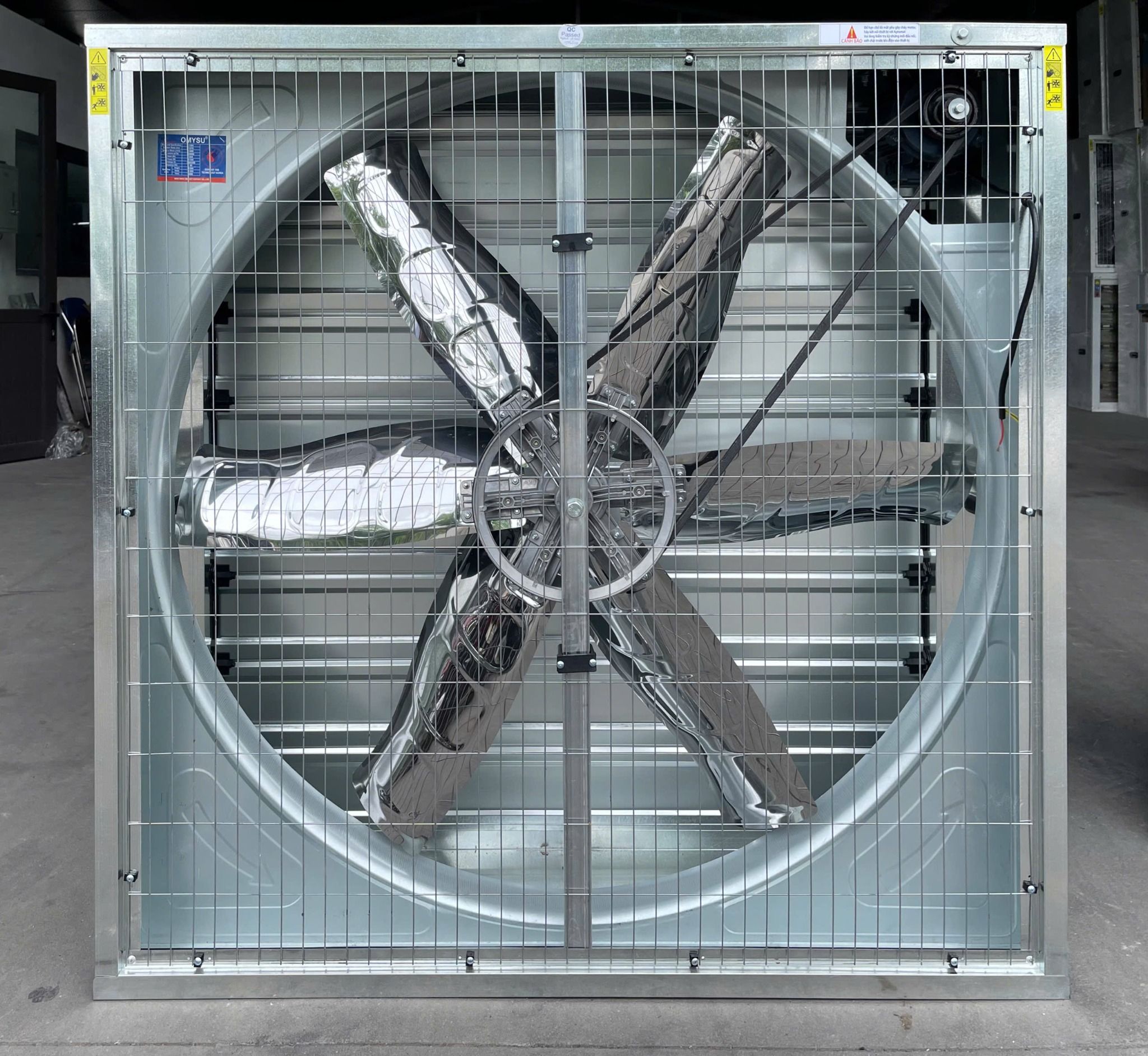 Quạt thông gió vuông Omysu BMF1380 (Vỏ-Vanh Tôn Kẽm, Cánh Inox, Chớp Kẽm) - HÀNG GIÁ RẺ