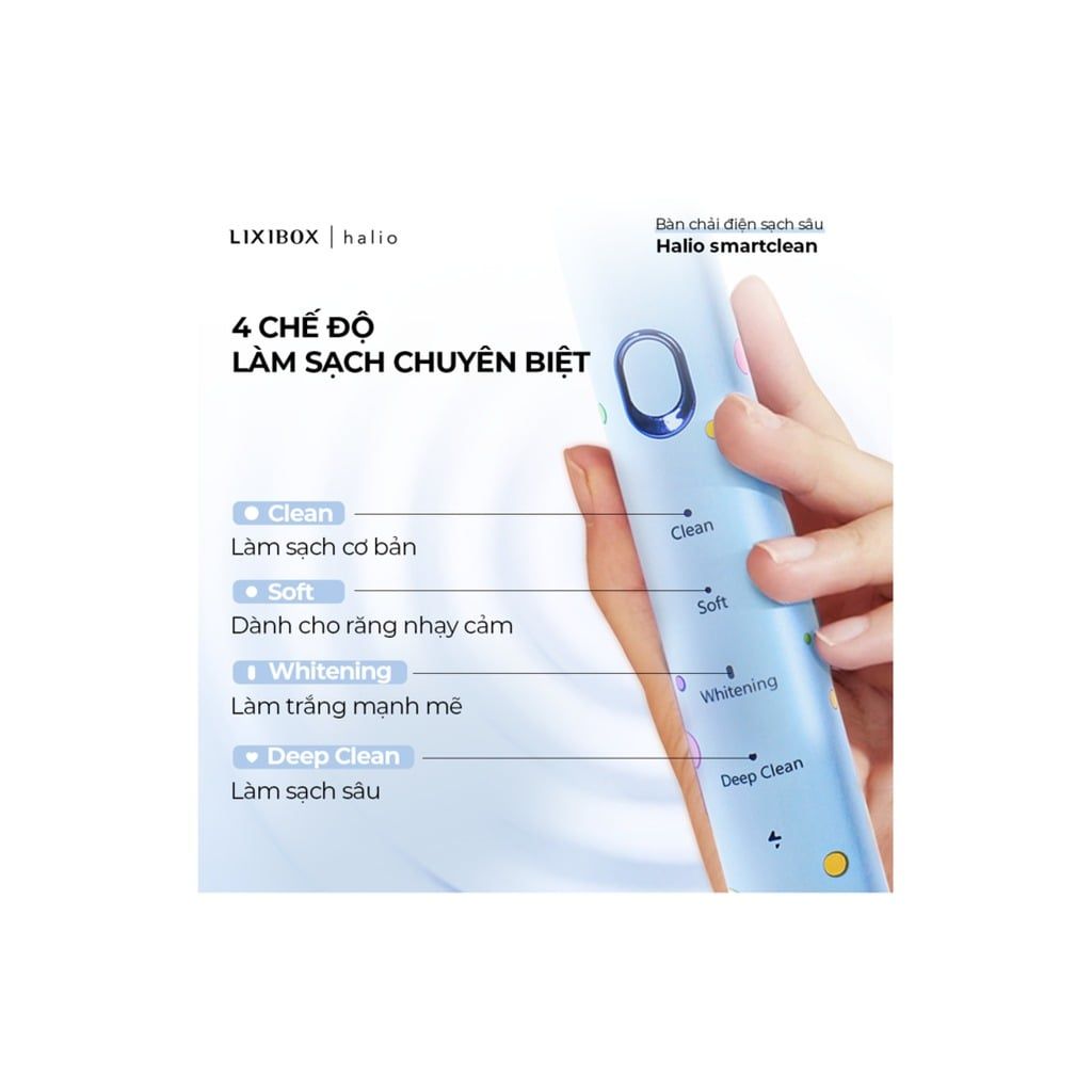 Bàn chải điện Halio Sonic SmartClean Electric Toothbrush ( Xanh/Hồng)
