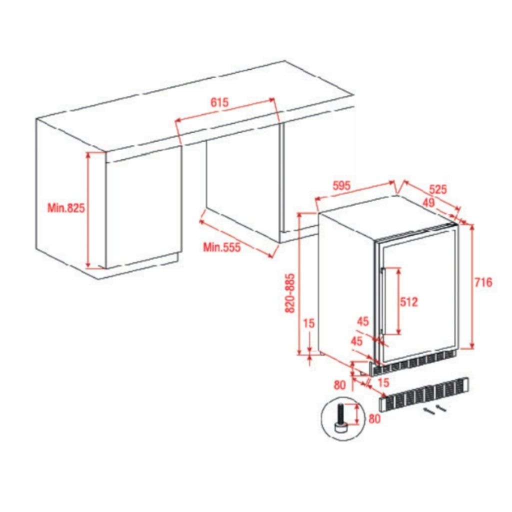 Tủ Rượu Âm Tường Teka RVU 20046 GBK (46 Chai, 150L)