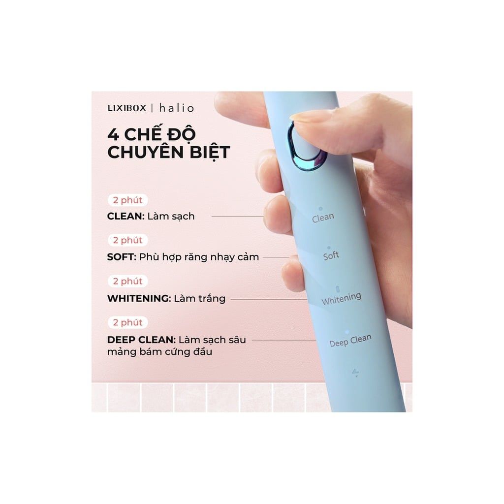 Bàn chải điện Halio Sonic SmartClean Electric Toothbrush ( Xanh/Hồng)