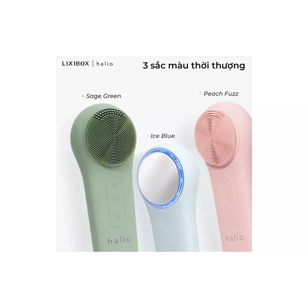 Máy rửa mặt massage tích hợp liệu pháp ánh sáng và nhiệt Halio ( Xanh Trầm/Hồng Đào/Xanh Dương)