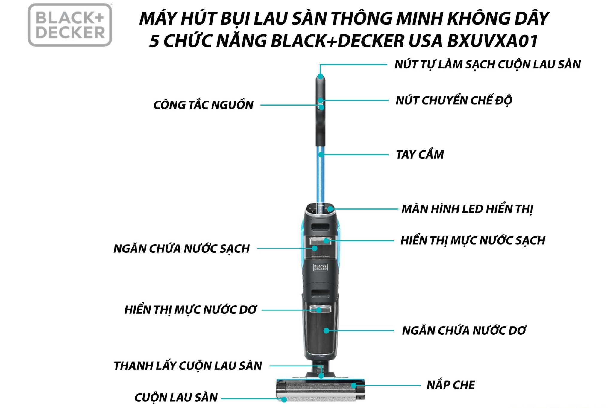 Máy hút bụi lau sàn gia dụng Black+Decker BXUVXA02