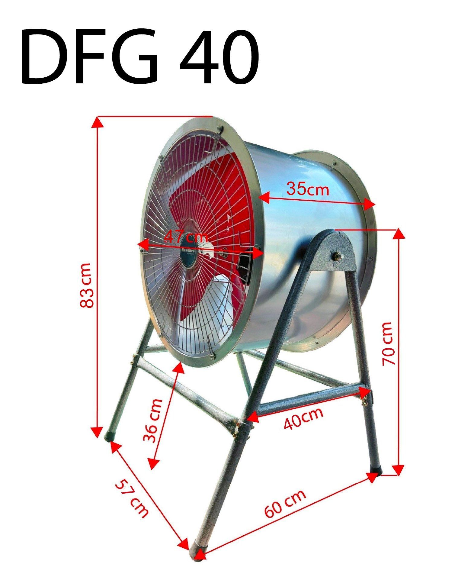 Quạt công nghiệp tròn Hawinco DFG 40SM / DFG 40A- có chân