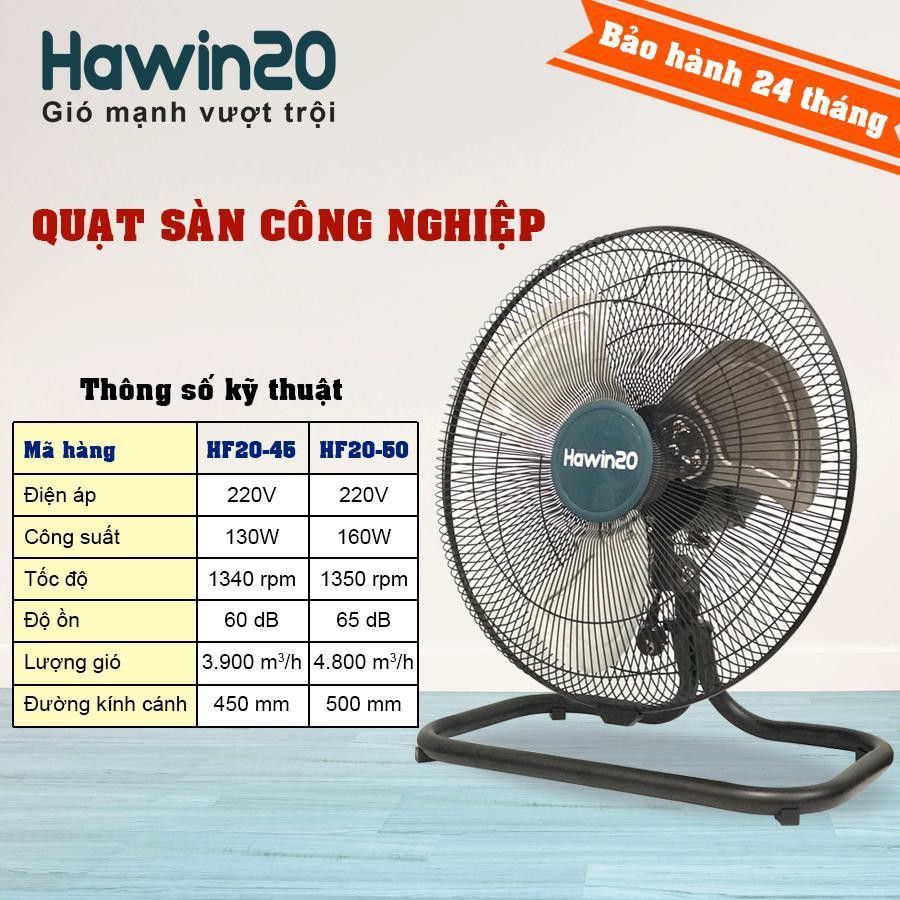 [Hỏa tốc] Quạt sàn Hawin20 HF20-50SM - 160w (Trắng/ Đen)