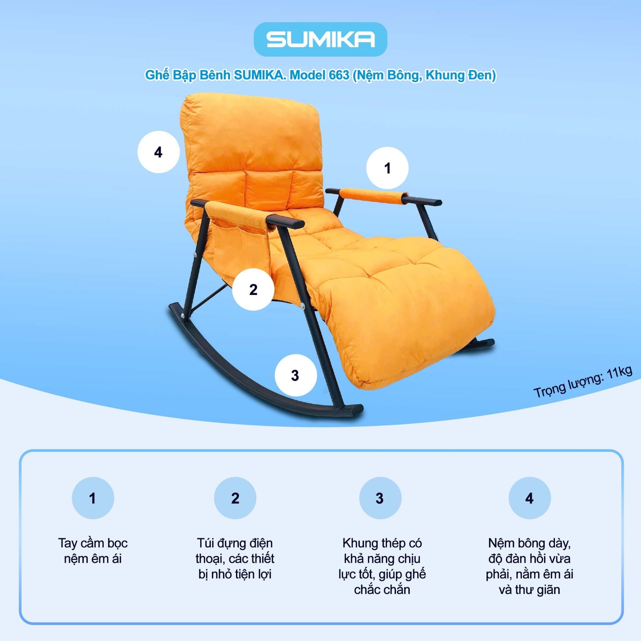 Ghế Bập Bênh Thư Giãn Sumika 663