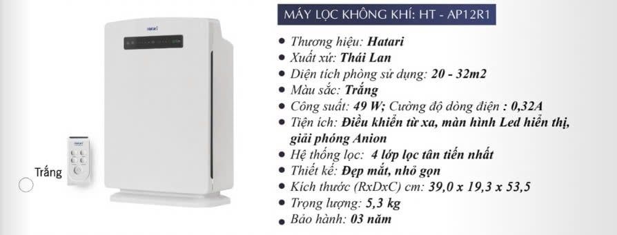 Máy lọc không khí Hatari HT-AP12R1 - Thái Lan