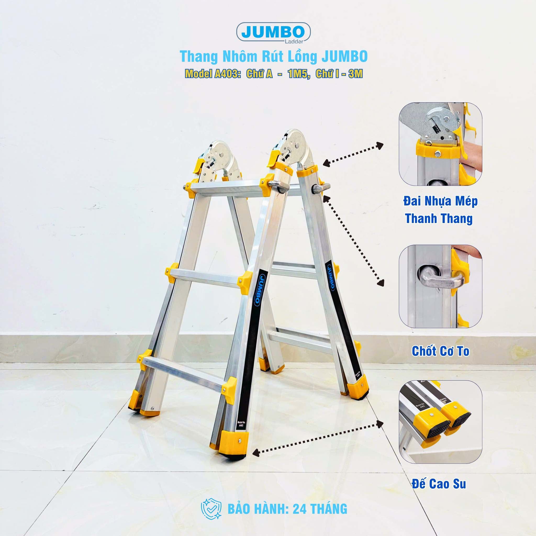 Thang Nhôm Rút Lồng đa năng Jumbo. Model: A403