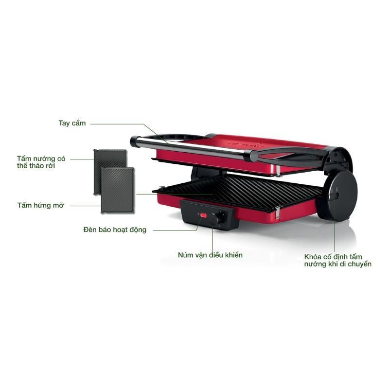 Vỉ nướng điện đa năng 3 trong 1 Bosch TCG4104 2000W