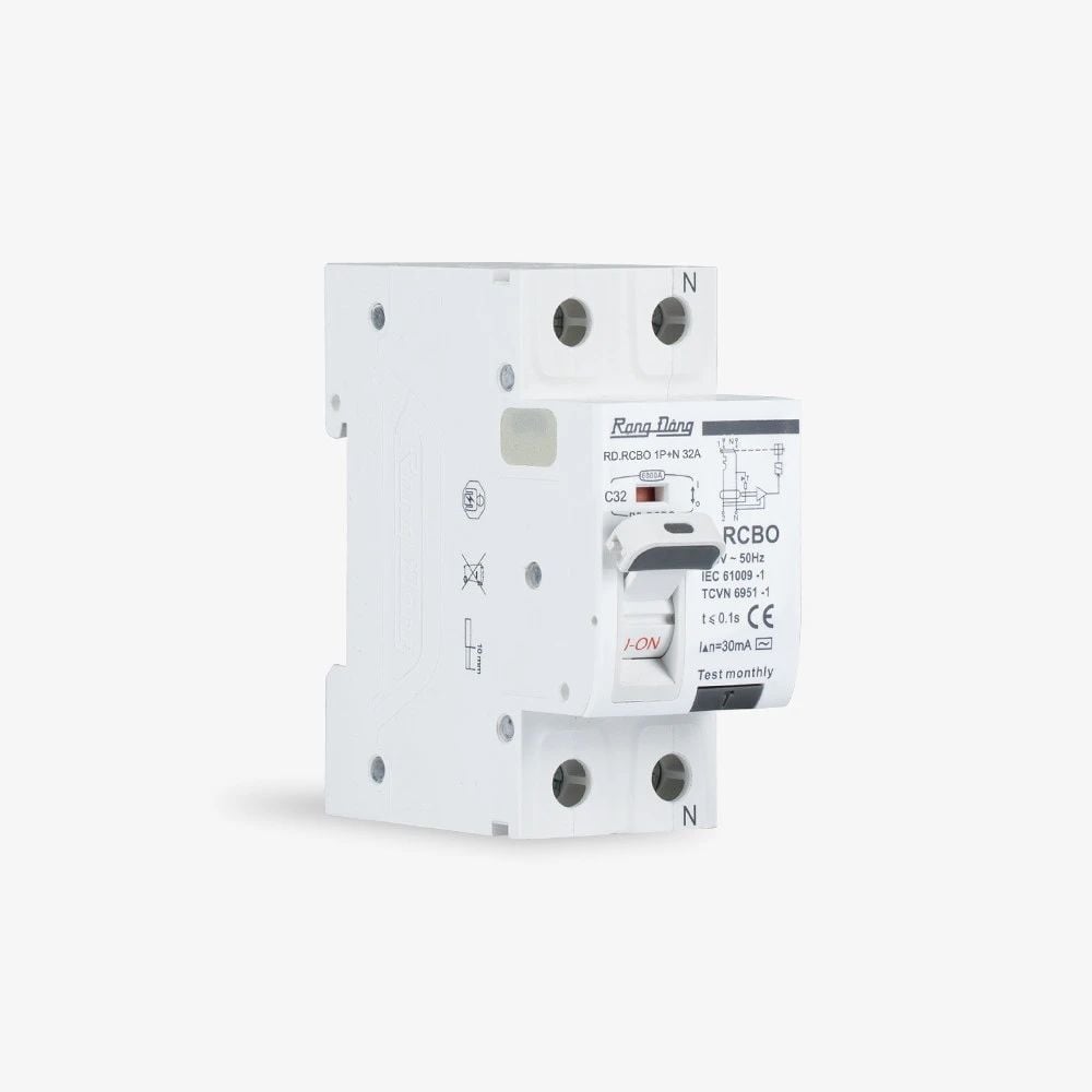 Aptomat chống giật Rạng Đông RD.RCBO 1P+N 32A 6kA dòng rò 30mA