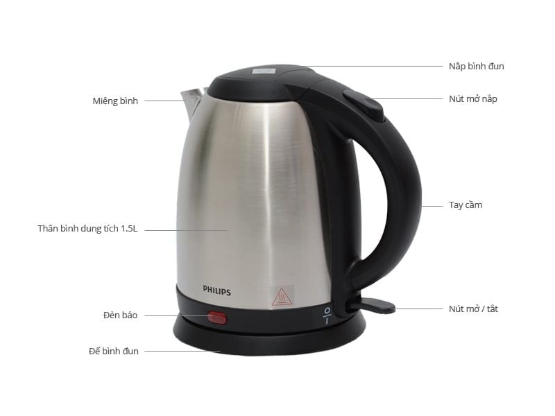Bình đun siêu tốc Philips HD9306/03 1.5L 1800W
