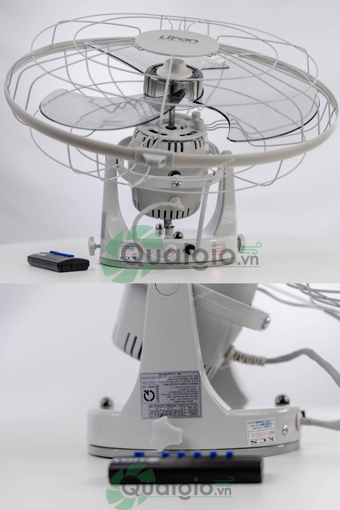 QUẠT TRẦN ĐẢO LIFAN TĐ-16RC (REMOTE) - Sải cánh 40cm- 45W