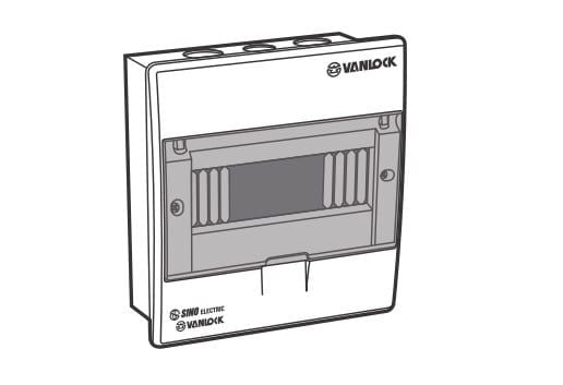 Tủ điện âm tường đế sắt mặt nhựa Sino E4LB3/6L 3-6 module
