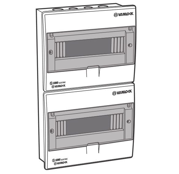 Tủ điện âm tường đế sắt Sino E4LB16/24L 16-24 module