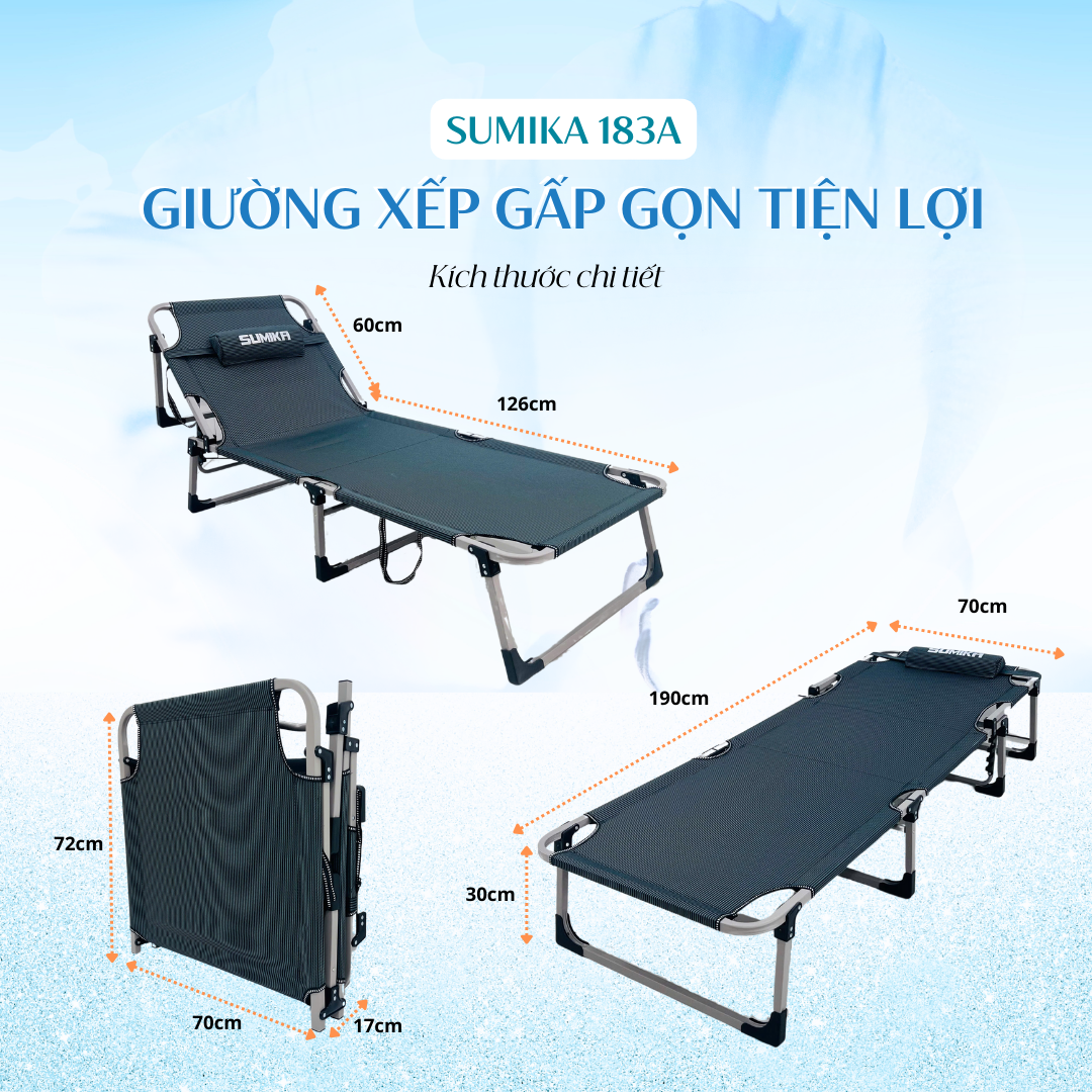 Giường xếp gọn vải bố đa năng SUMIKA 183A