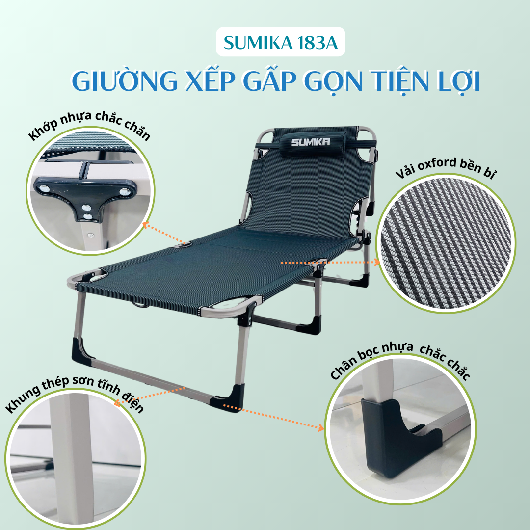 Giường xếp gọn vải bố đa năng SUMIKA 183A