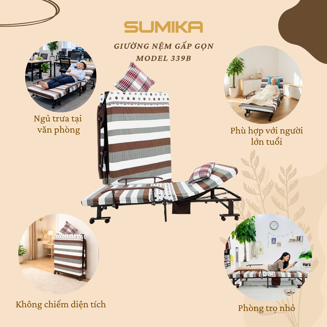 Giường Nệm Xếp Gọn Đa Năng Sumika 339B