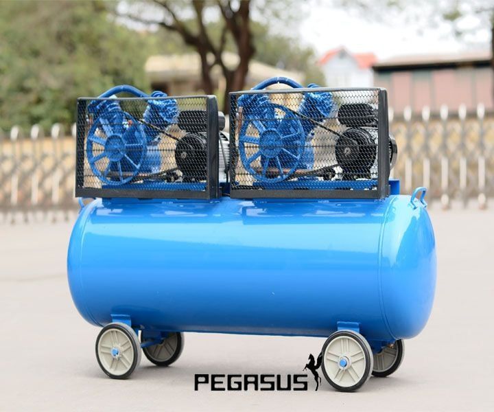 MÁY NÉN KHÍ DÂY ĐAI PEGASUS 2 ĐẦU NÉN, 2 MOTO Model:TM-V-0.25/8x2-230L