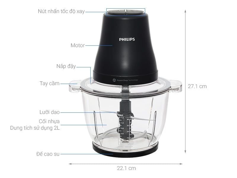 Máy xay thịt đa năng Philips HR1502/00 2L 500W