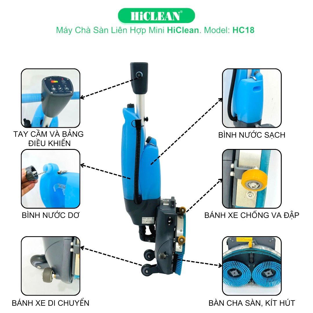Máy Chà Sàn Liên Hợp Mini HiClean HC18