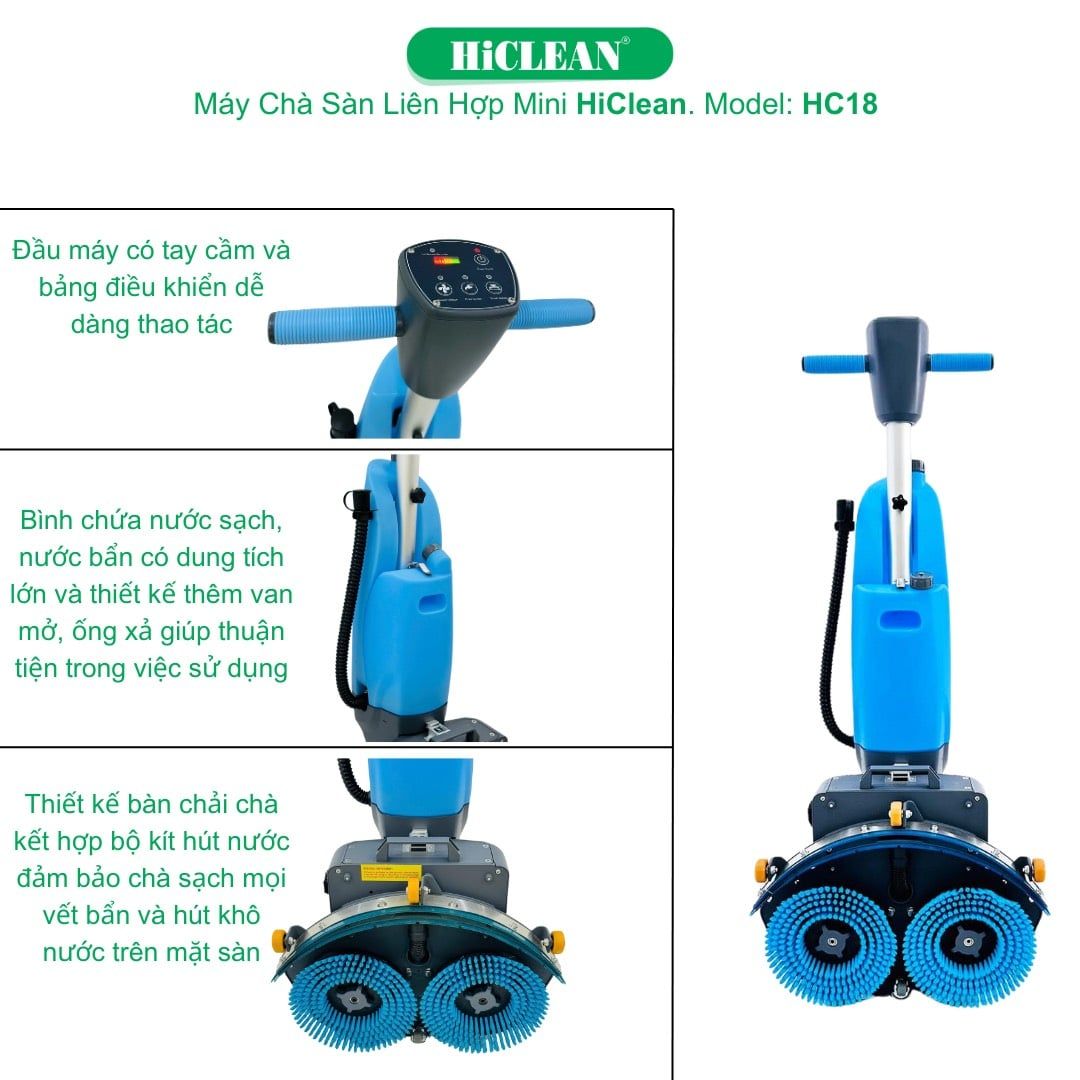 Máy Chà Sàn Liên Hợp Mini HiClean HC18