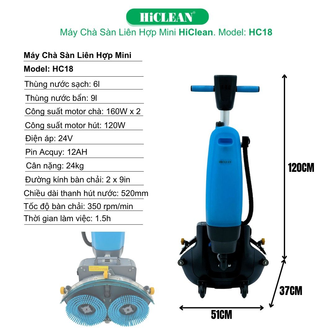 Máy Chà Sàn Liên Hợp Mini HiClean HC18