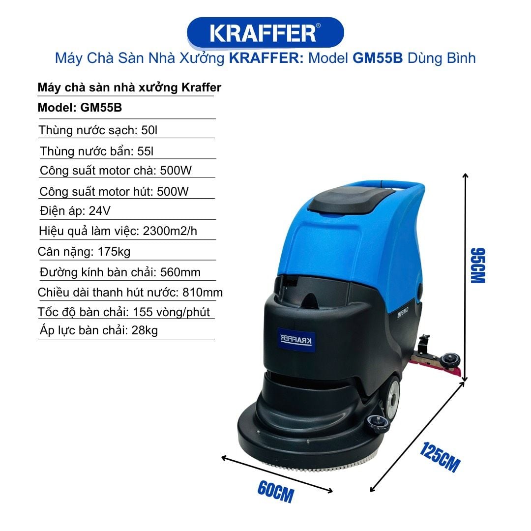 Máy Chà Sàn Nhà Xưởng Kraffer GM55B