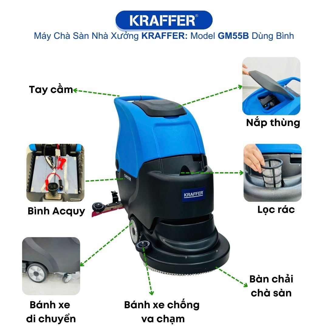 Máy Chà Sàn Nhà Xưởng Kraffer GM55B