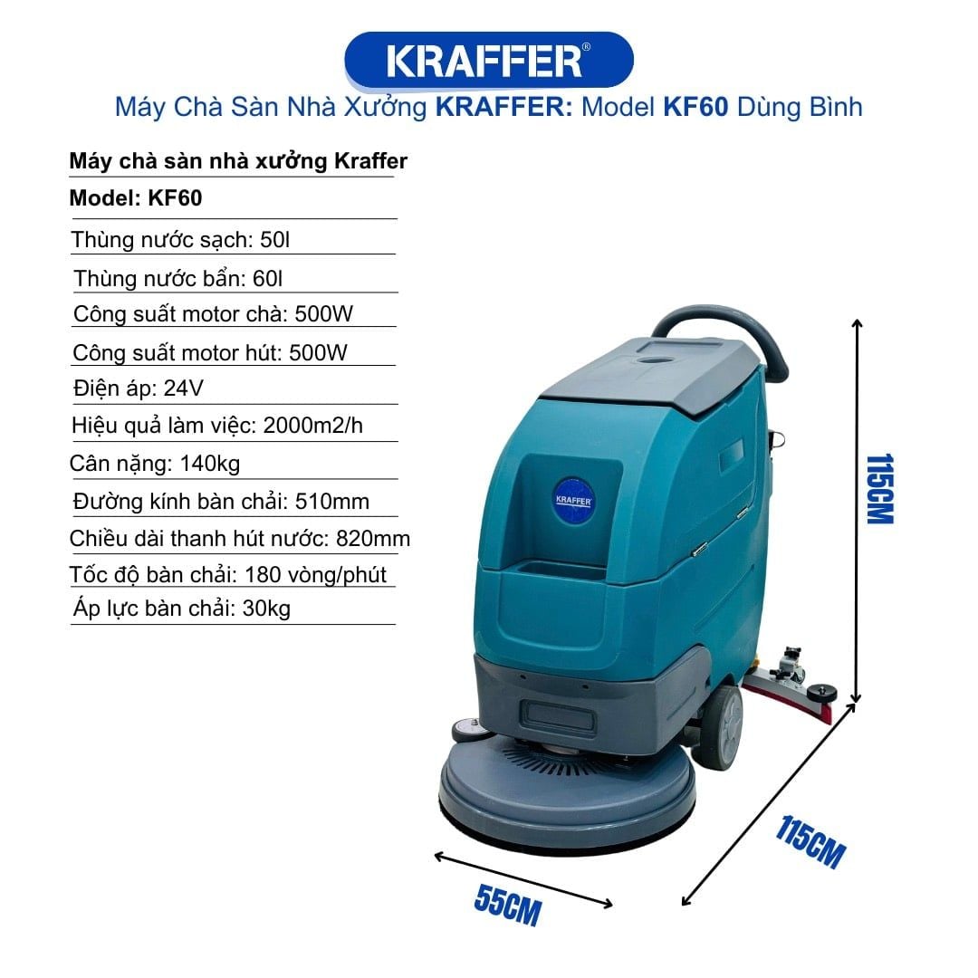 Máy chà sàn liên hợp công nghiệp Kraffer. Model: KF60