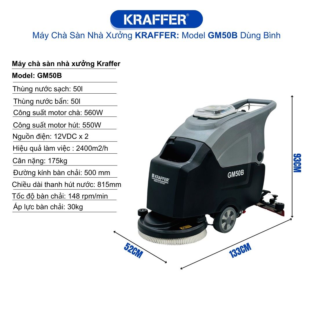 Máy Chà Sàn Nhà Xưởng Kraffer GM50B