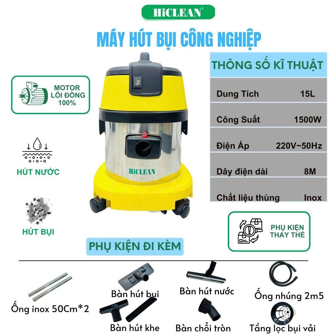 Máy Hút Bụi Công Nghiệp HiClean HC15A