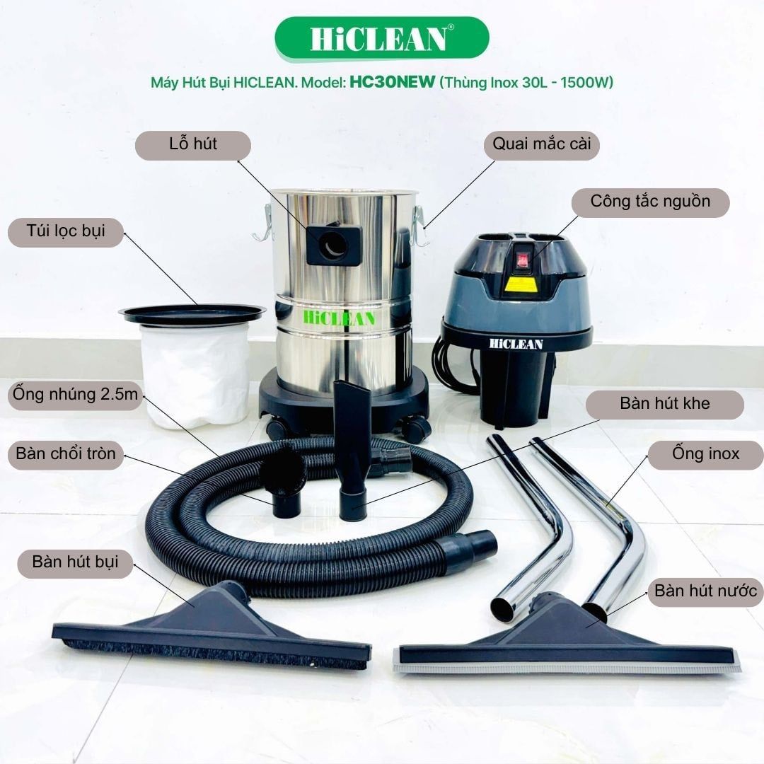 Máy Hút Bụi Công Nghiệp HiClean HC30 NEW