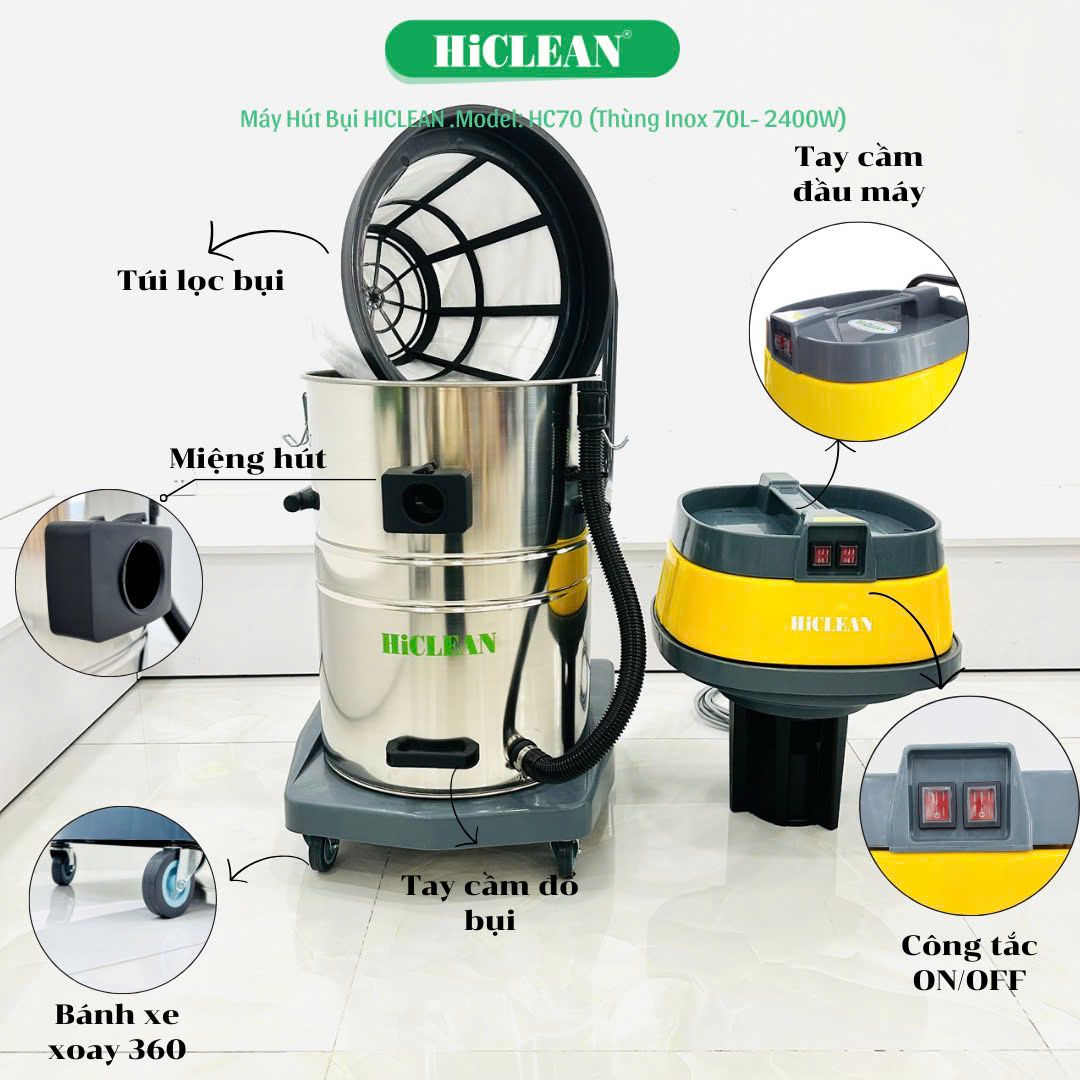 Máy Hút Bụi Hút Nước Công Nghiệp HiClean HC70