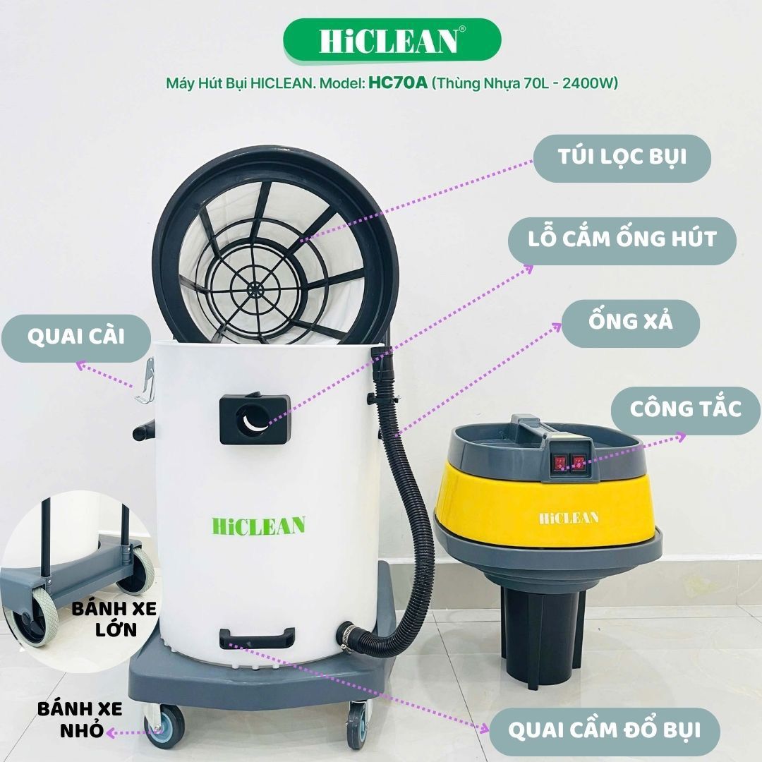 Máy Hút Bụi Công Nghiệp HiClean HC70A