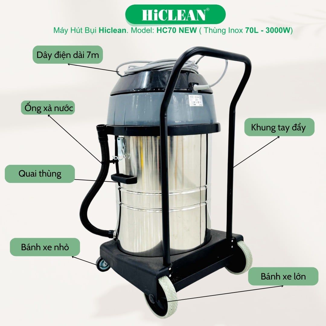 Máy Hút Bụi Công Nghiệp HiClean HC70 NEW