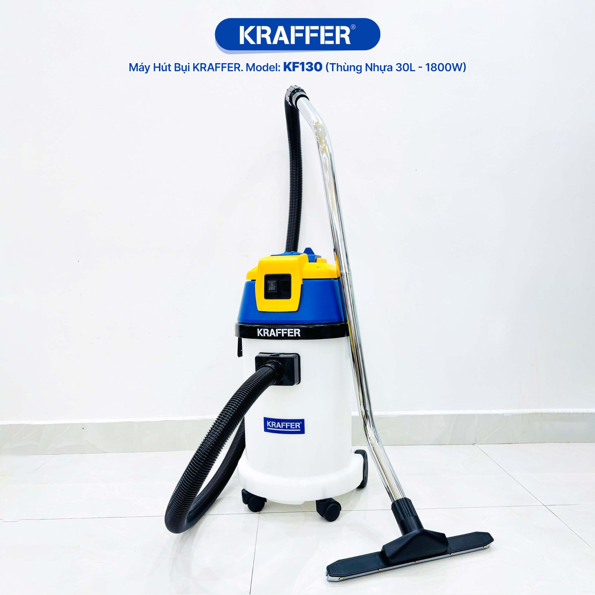 Máy Hút Bụi Hút Nước Công Nghiệp Kraffer KF130 (Thùng Nhựa)