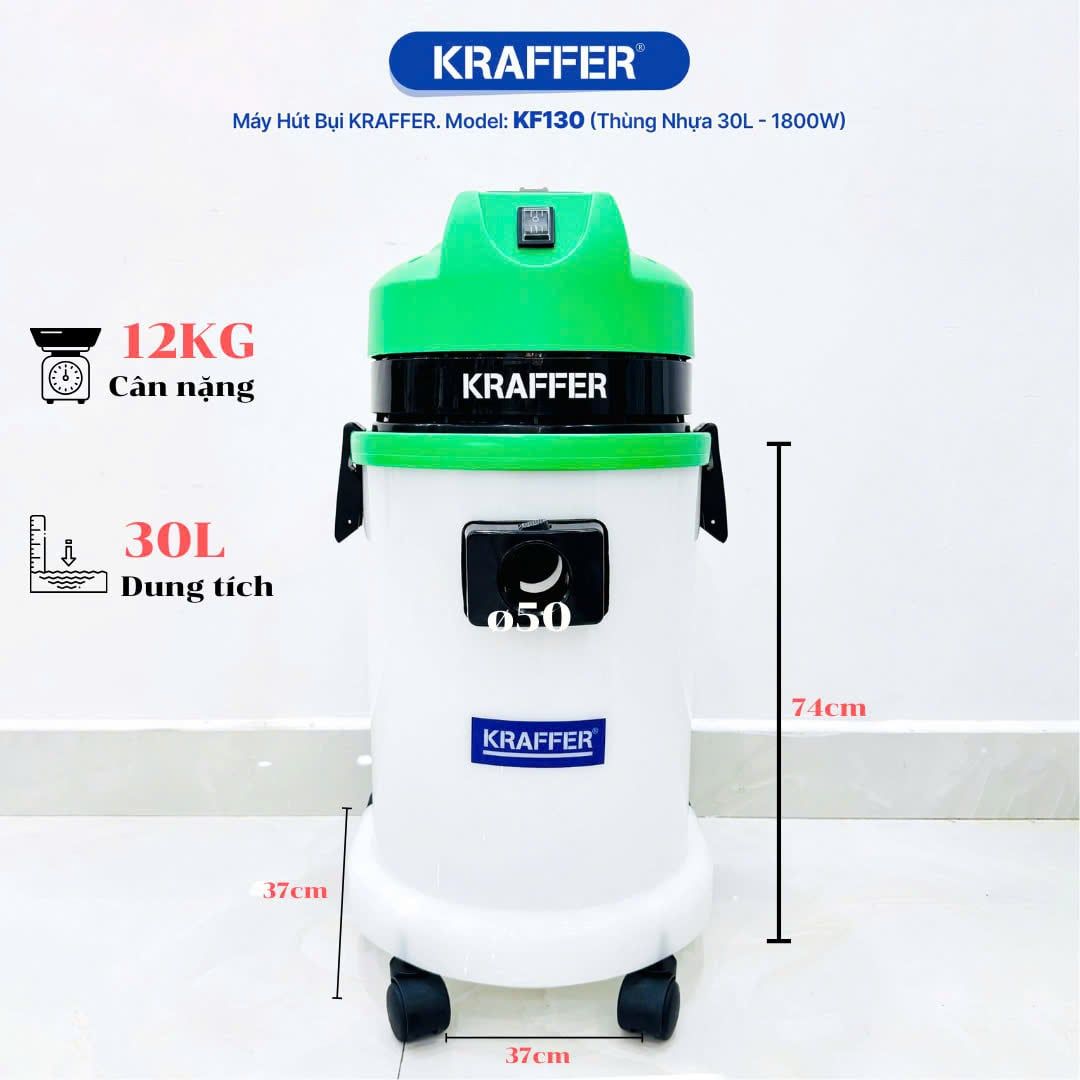 Máy Hút Bụi Hút Nước Công Nghiệp Kraffer KF130-Green