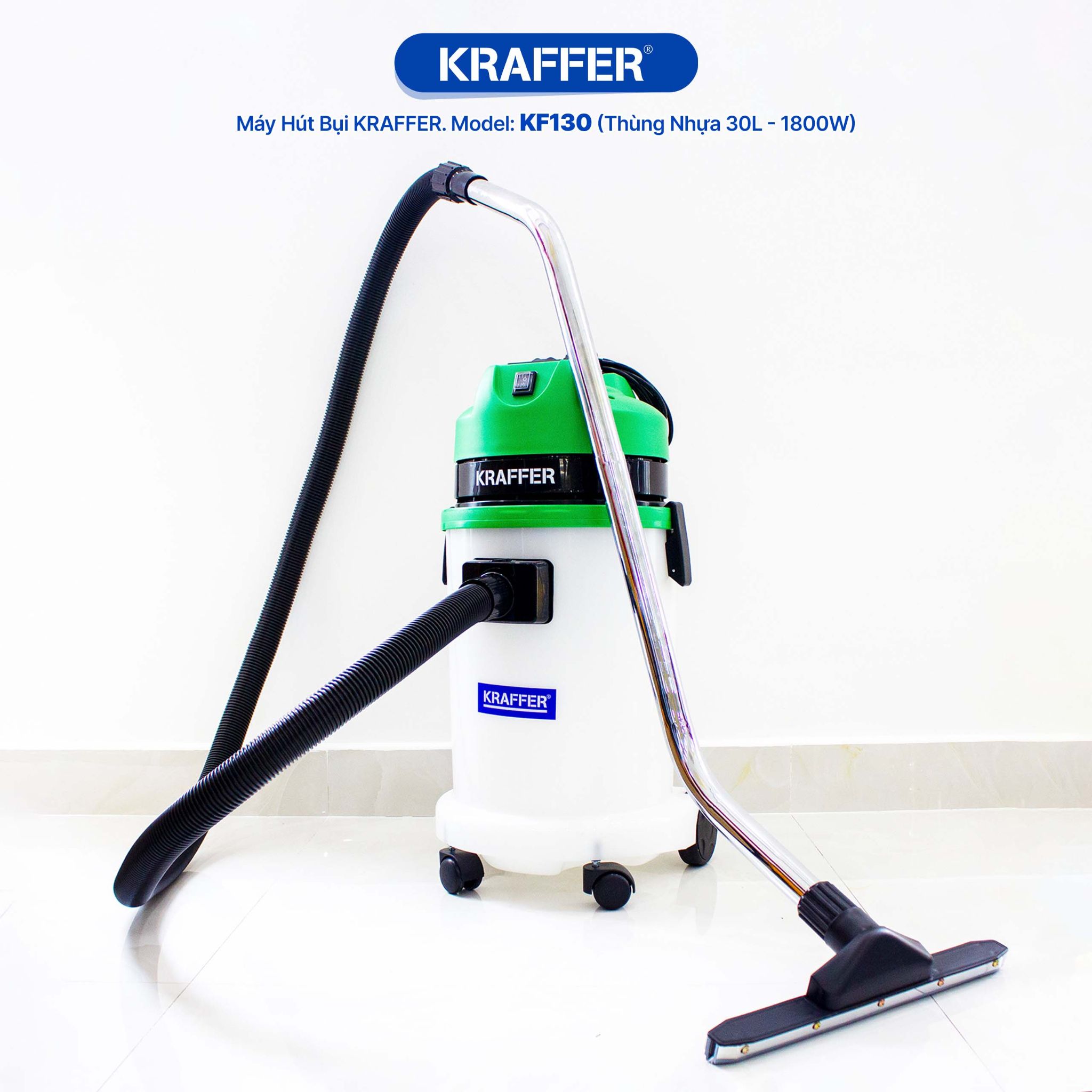 Máy Hút Bụi Hút Nước Công Nghiệp Kraffer KF130-Green