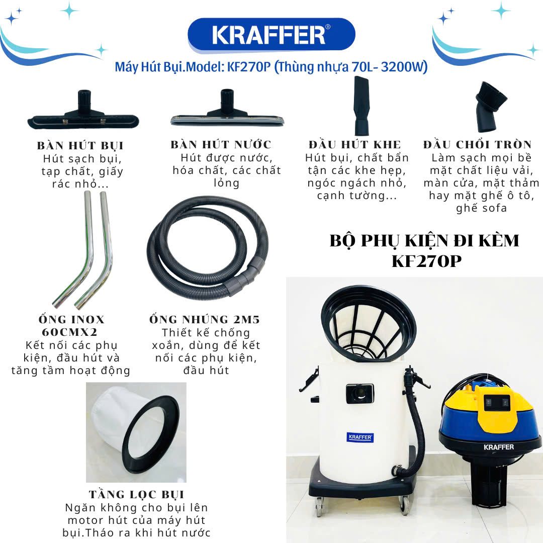 Máy Hút Bụi Công Nghiệp Kraffer KF270P