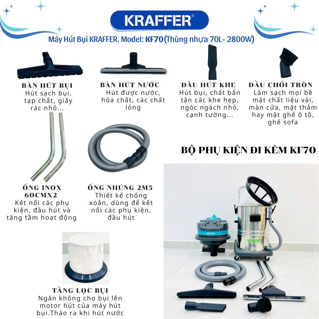 Máy Hút Bụi Công Nghiệp Kraffer KF70