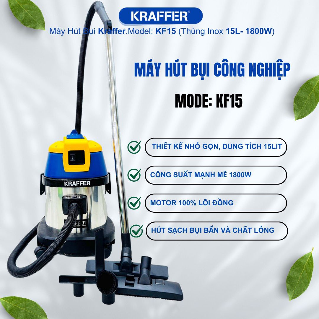 Máy Hút Bụi Hút Nước Công Nghiệp Kraffer KF15