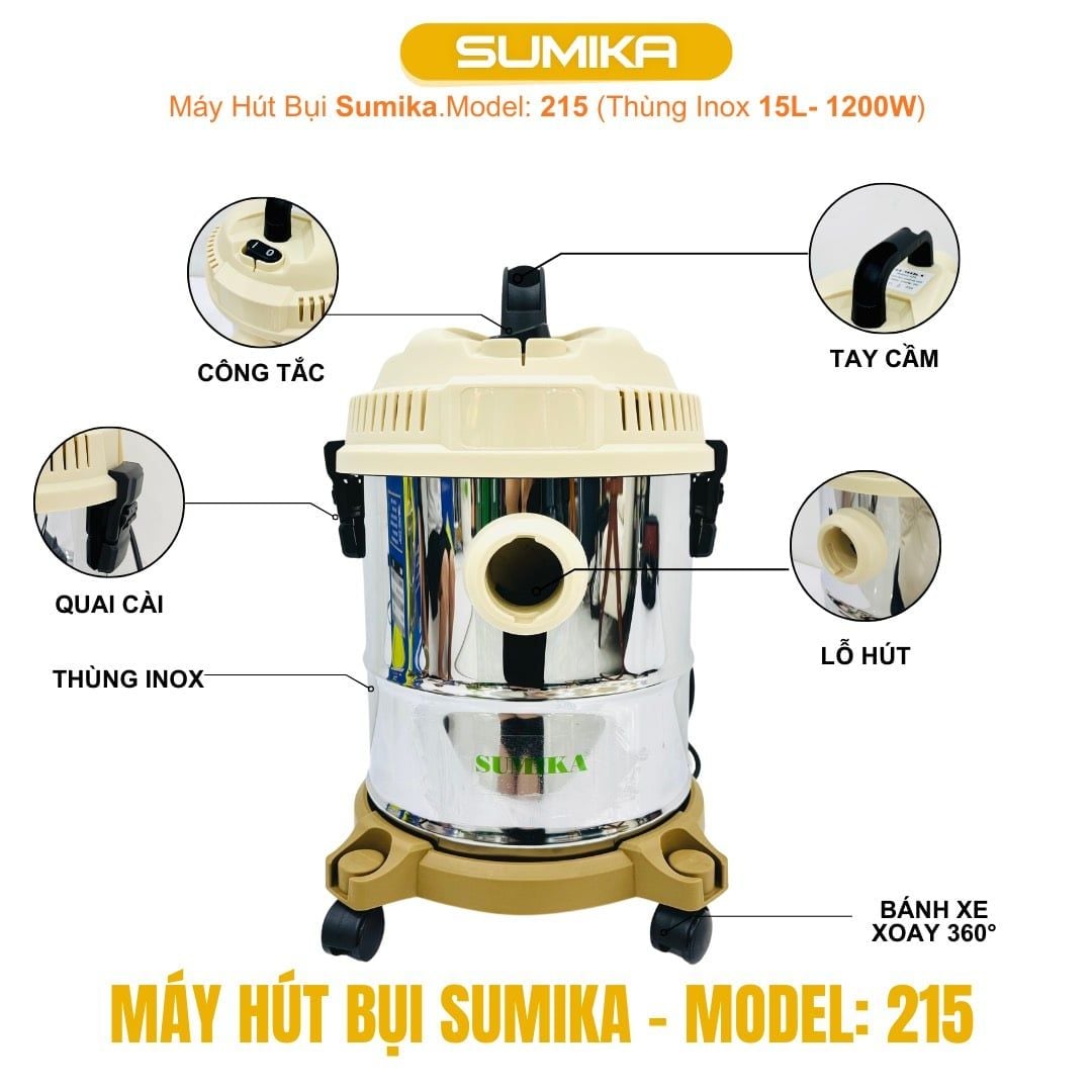 Máy hút bụi hút nước Sumika. Model: 215