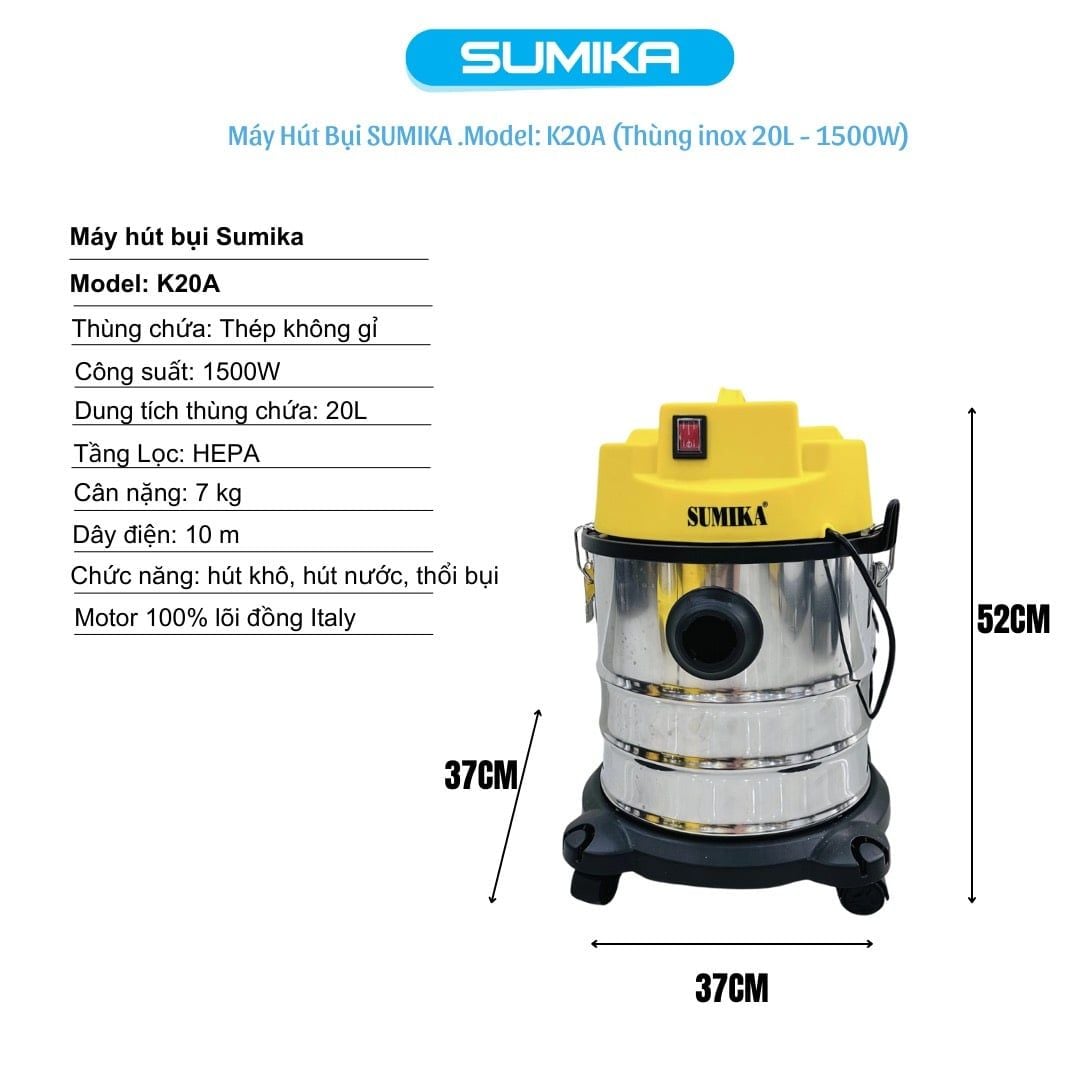 Máy hút bụi công nghiệp Sumika Model: K20A