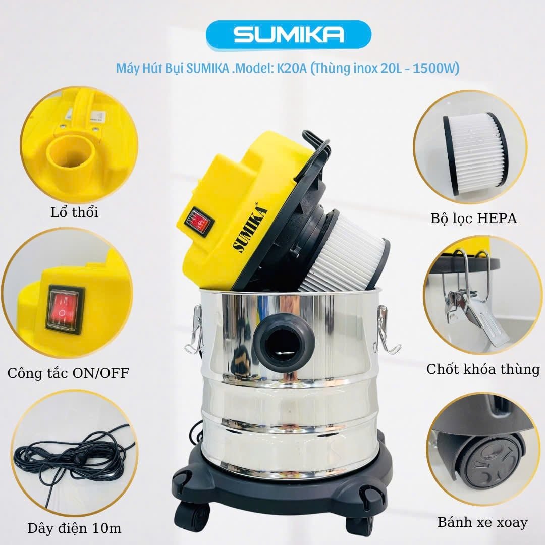 Máy hút bụi công nghiệp Sumika Model: K20A