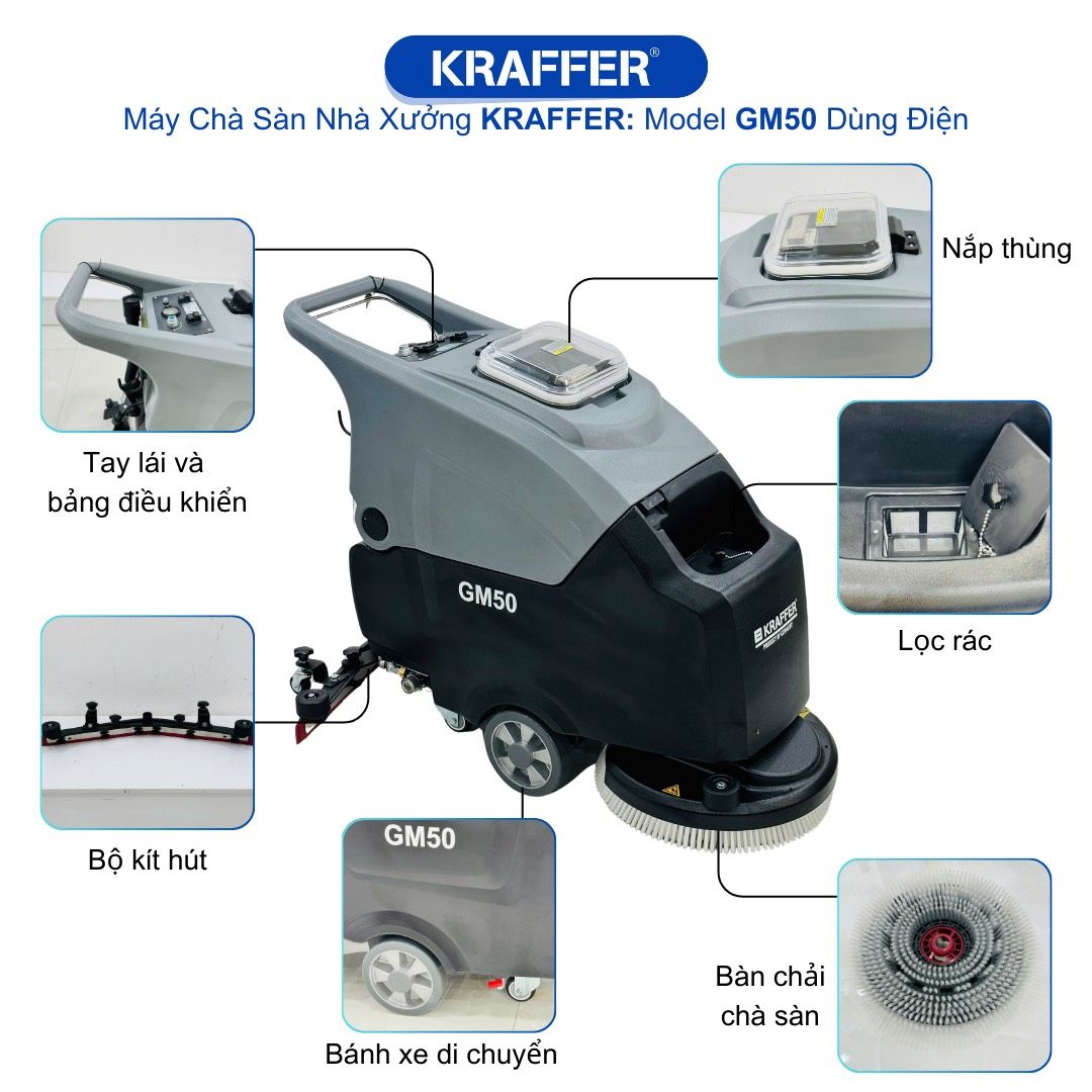 Máy Chà Sàn Nhà Xưởng Kraffer GM50